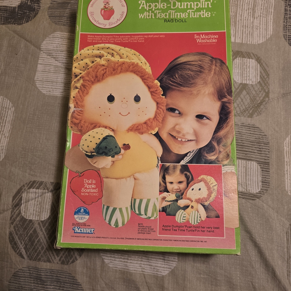 Vintage Apple Dumplin' Rag Doll With Tea Time Turtle - Picture 2 of 6